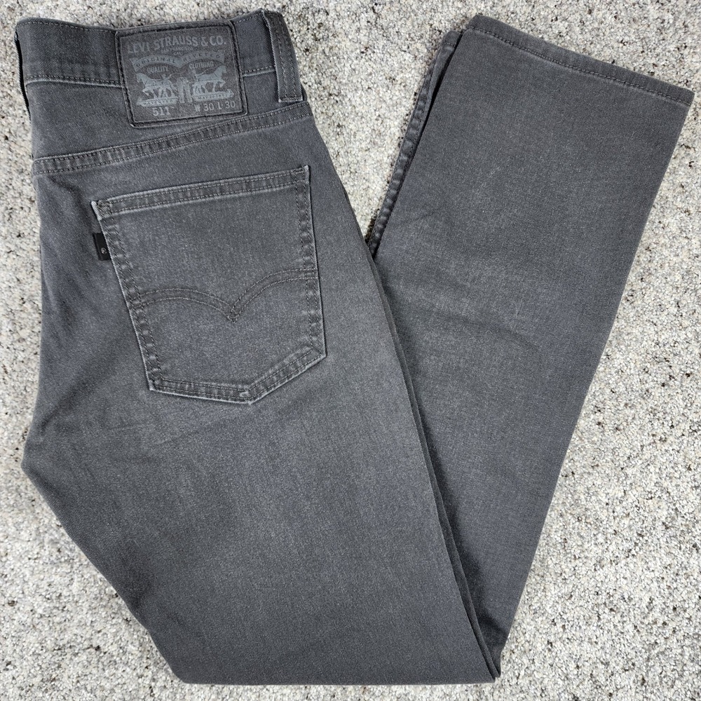 Levi's 511 Slim Fit Jeans Mens 30x30 Gray Stretch Denim Excellent